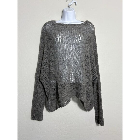 Eileen Fisher Loose Knit Boxy Alpaca Wool Blend Sweater Minimalist Gray S/P - Picture 1 of 8